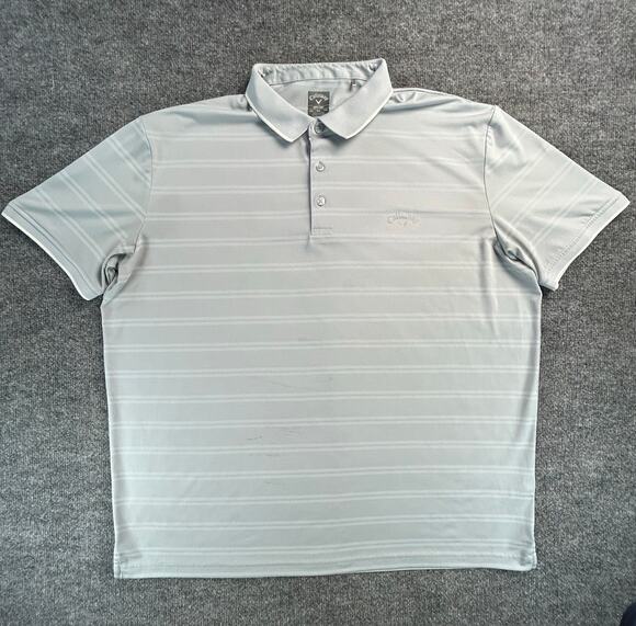 Callaway Other - Callaway Opti-Dri Gray Striped Golf Polo Shirt Size XXL Performance Short Sleeve